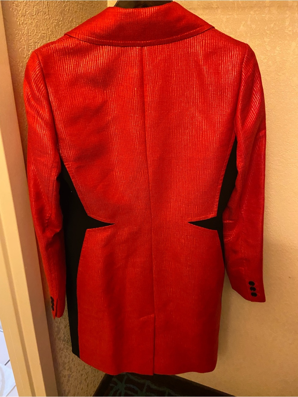 W by Worth Red Double-Breasted Long Jacket Sz S - Picture 5 of 7